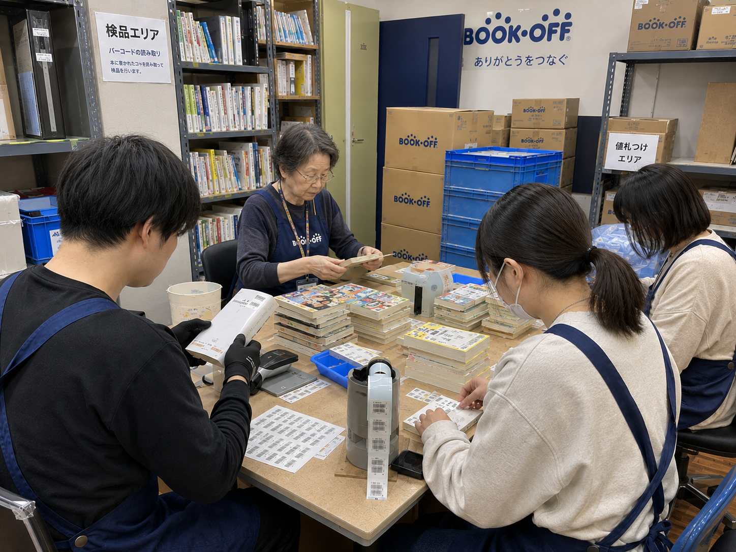 BOOKOFFでの作業の様子